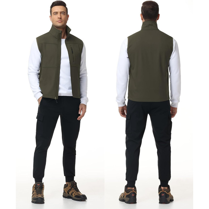 Чоловіча куртка Weste Outdoor з софтшелю, водонепроникна та вітронепроникна, bodywarmer, флісова підкладка, для піших прогулянок, колір: хакі (S)