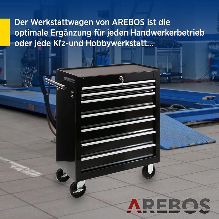 Arebos 7-Drawer Tool Cart with Central Lock