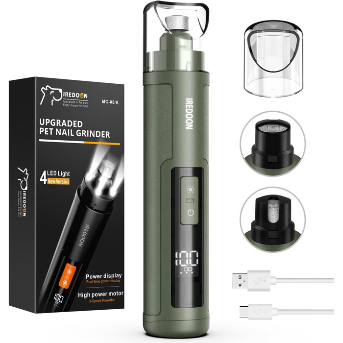 Шліфувальник для собак Profi Krallenschleifer: 3 швидкості, LED-підсвічування, тихий, перезаряджається, для великих, середніх та малих собак