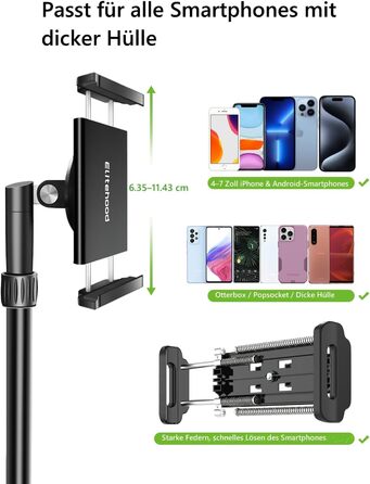 Штатив настільний Elitehood з виносним плечем 114 см, гнучкий, для iPhone, Android, відеозйомки, 180 см, 63 см