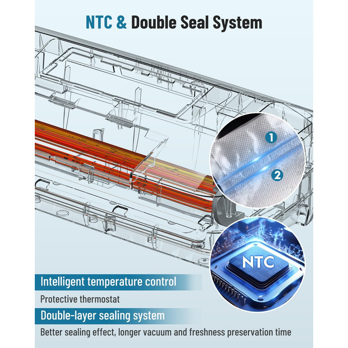 Професійний вакуумний пакувальник DXstring Vakuumiergerät Profi: 12 функцій, 95kPa, подвійний шов, для продуктів харчування