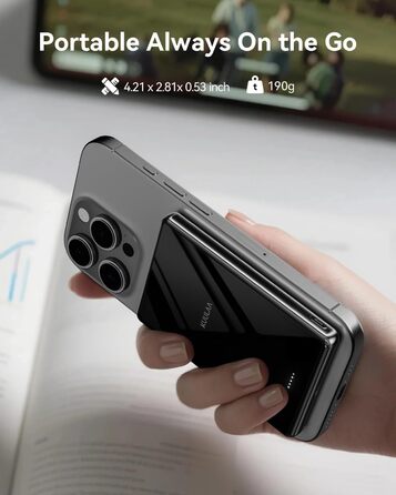 Power Bank Magsafe 5000mAh/10000mAh (Сірий/Чорний) - Бездротова зарядка, PD 20W, USB-C, Тонкий, для iPhone 16/15/14