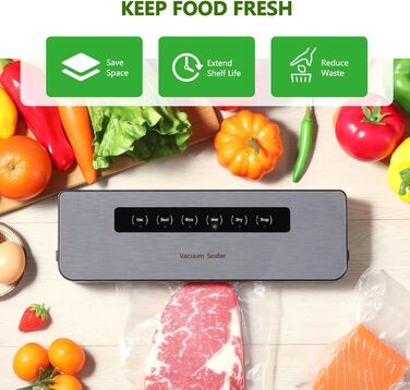 Вакуумний апарат Diboniur 5 в 1: для пакування продуктів, Sous Vide, сухе та вологе зберігання. В комплекті 10 пакетів та шланг