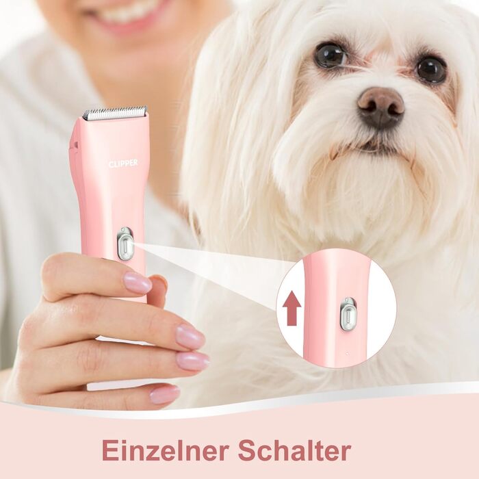Професійна машинка для стрижки собак з густим хутром, бездротовий набір для грумінгу котів та собак, акумуляторна машинка для стрижки собак, котів, кроликів (Рожева)