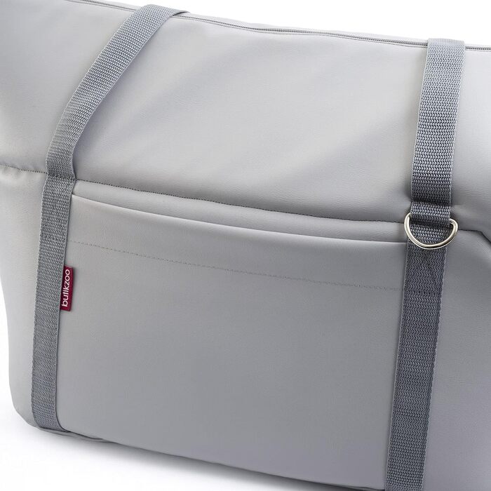 Сумка-переноска для собак та котів | Шкіряна сумка-переноска з карабіном | до 15 кг | Сіра | L 42 x 29 x 33 см