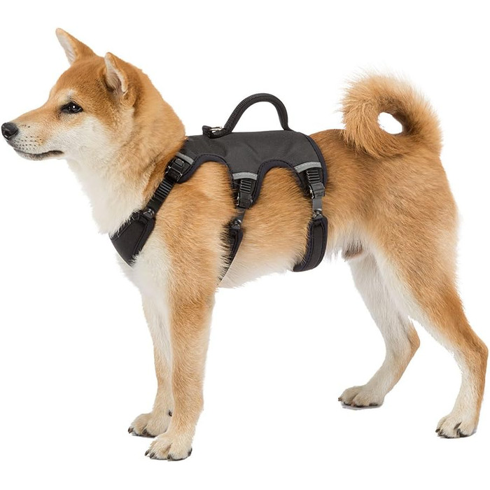 Шлейка для собак Ferplast Ergo Trekking Medium, чорна, з 6 застібками, вишукана посадка, світловідбиваюча, з підкладкою