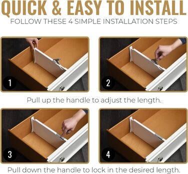 RAPTUROUS Adjustable Deep Drawer Dividers – 6 inches high, expandable 13–22 inches, 8 Pack, Non-Slip Drawer Dividers for Clothes, Dresser, Kitchen, and Office (white)