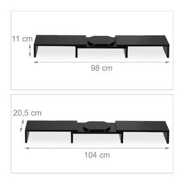 Relaxdays Black Monitor Stand for 2 Monitors