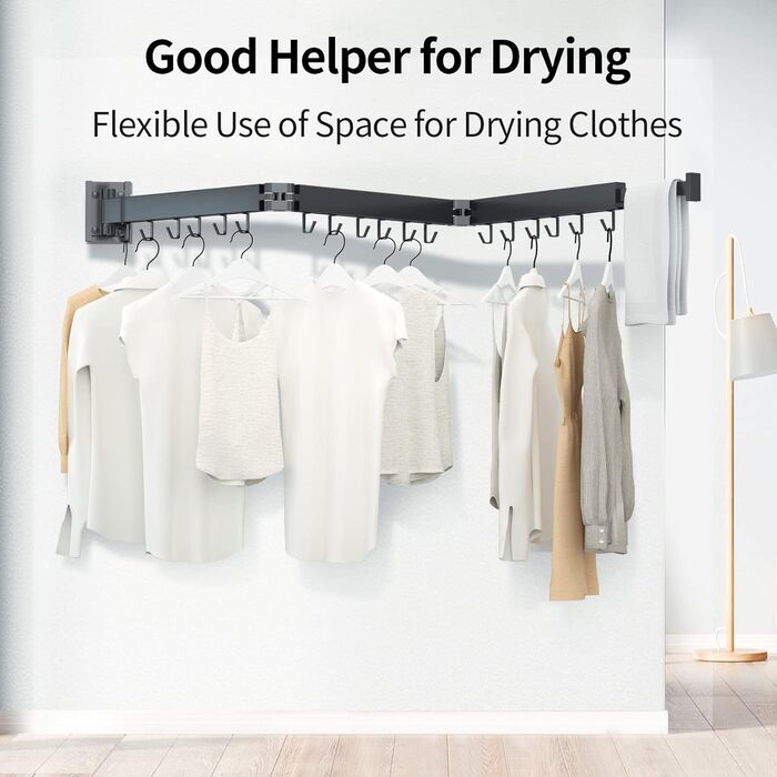 Настінна сушарка для білизни, розкладна, 3-секційна, 120 см (50 дюймів), біла. Максимальне навантаження: 150 фунтів (68 кг). Компактна сушарка для невеликих осель, 3 кольори (білий, чорний, 3X)