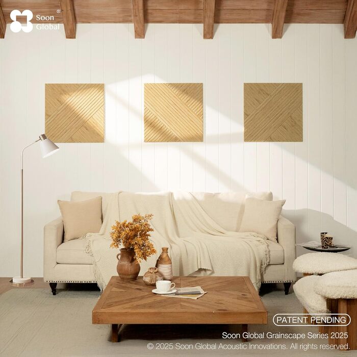 Акустичні настінні панелі Soon Global для звукоізоляції, декоративні звукопоглинаючі панелі, 121,9 x 81,3 см, колір Блакитно-зелений Аура (Harvest Cross)