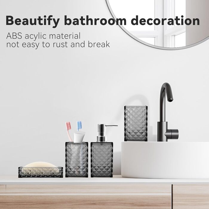 Набір аксесуарів для ванної кімнати сірого кольору (4 шт.)