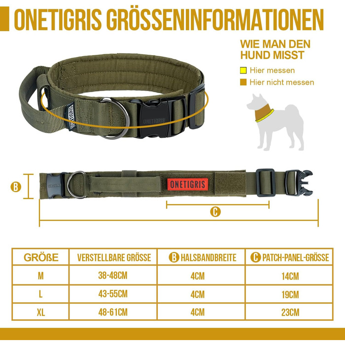 Нашийник для собак OneTigris Ranger з металевою застібкою, зелений, розмір M