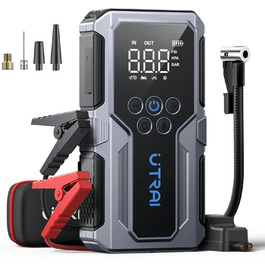 Powerbank для автомобіля UTRAI 4500A 15000mAh з компресором, швидка зарядка 18W, ліхтарик, пусковий пристрій для бенз. (до 8.5л) та диз. (до 6.5л) двигунів