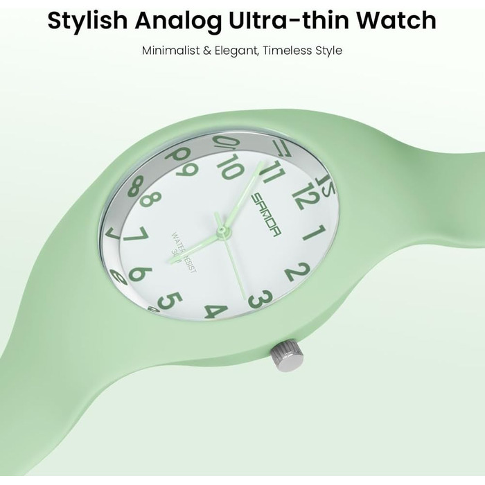 Жіночий годинник: аналоговий кварцовий годинник з силіконовим ремінцем. Спортивний годинник для студентів та дорослих (зелений)