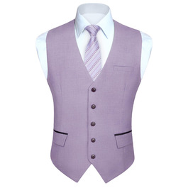 Елегантна жилетка для чоловіків HISDERN: весільна, класична, однотонна, для ділового стилю та вечірніх заходів (сіро-фіолетовий, 3XL)