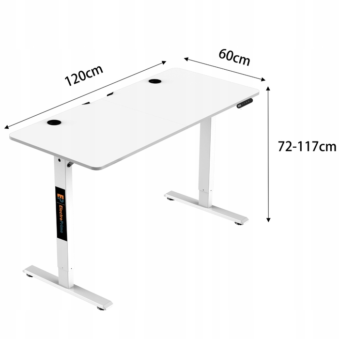 Ігровий стіл Electroprime Flow з підйомною стільницею, білий (120x60 см)