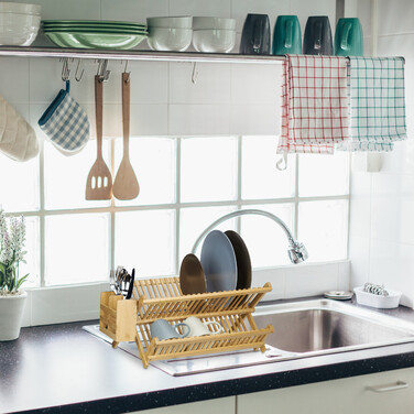 Relaxdays Dish Drainer CROSS with Cutlery Basket