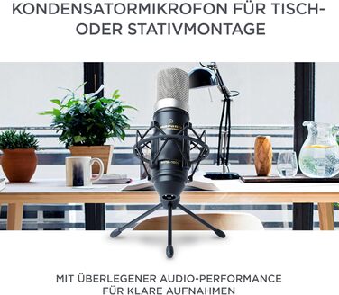 Мarantz Professional MPM1000 - XLR конденсаторний мікрофон з поп-фільтром, підвісом, штативом та XLR кабелем для дому/студії