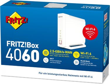Роутер Wi-Fi 6 FRITZ!Box 4060: Mesh, Gigabit LAN, DECT, USB 3.0