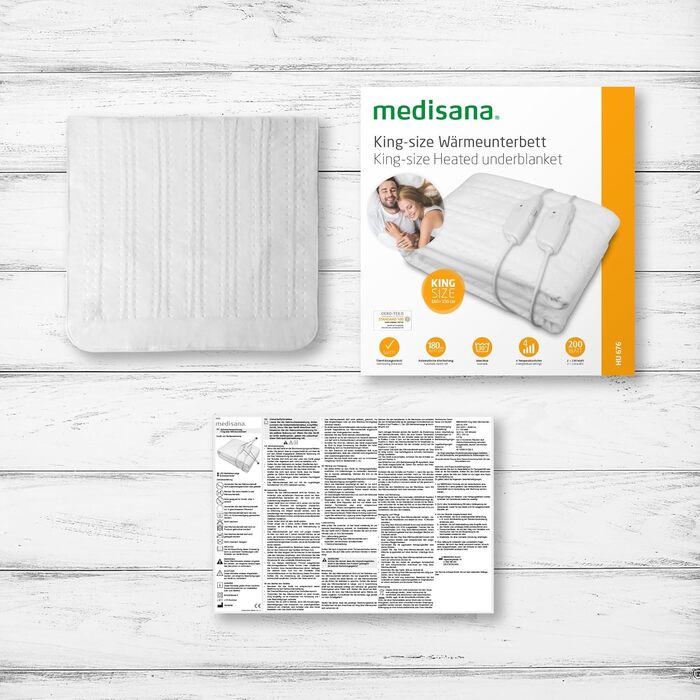 Електрична грілка Medisana 150x80 см з автовимкненням та захистом від перегріву, 3 режими температури, пральна, HU 676