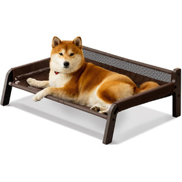 MEWOOFUN Dog Sofa Dog Bed Elevated No Dogs - Dog Beds for No and medium-sized dogs with Non-Slip Bottom, Breathable Woven Bed with Removable, Cat Sofa 61 x 53 x 28 cm, (XL, Brown Mesh)