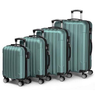 Набір валіз LALAHO 4 шт. з ABS пластику, трекінговий, з телескопічною ручкою, ручна поклажа (Турквіс, в смужку)