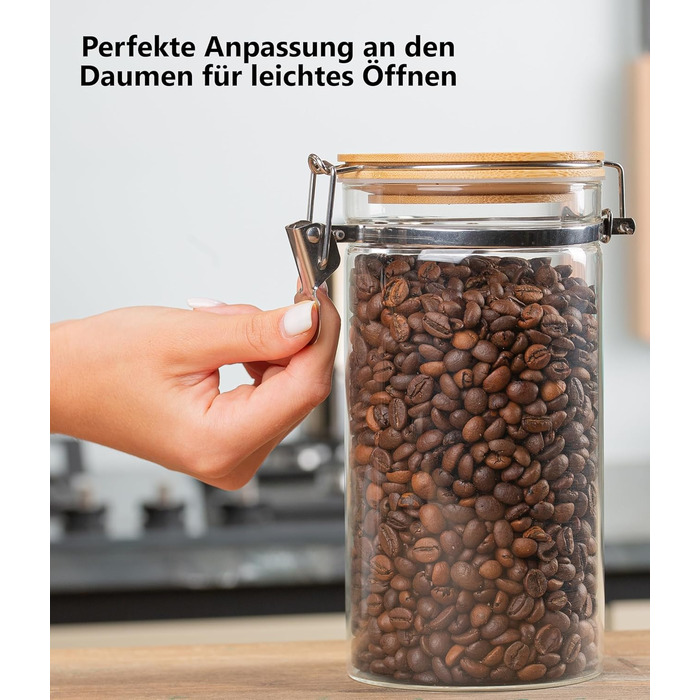 Набір кавових контейнерів Deco haus® 2 шт. з етикетками, 1,3 л - для кави, цукру, борошна, мюслі. Повітряно-непроникні контейнери для зберігання продуктів.