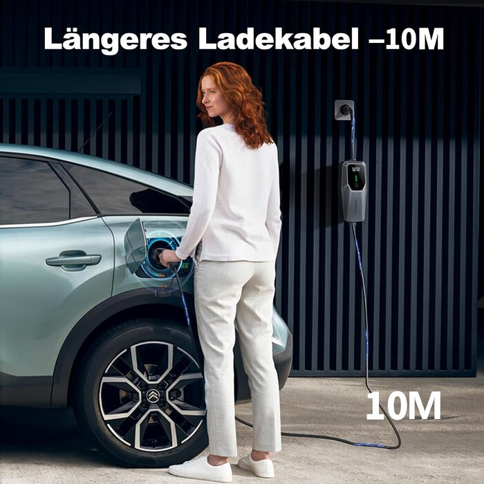 Кабель зарядки для електромобіля Type 2, 3.6KW, 6A-16A, LED дисплей, 10м, IP65, IEC 62196-2