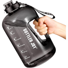 Sports Water Bottle, 1 Gallon/ 3.5L Water Bottle with Time Markings, Leak-Proof, Reusable & BPA-Free Water Bottle with Handle & Cleaning Brush for Gym, Office