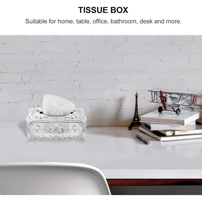 WINOMO 1 Pcs Tissue Box, Tissue Box, Pocket Tissue Box, Retro Tissue Box, Cosmetic Tissue Box, Wet Wipe Box, Tissue Box Dispenser for Office, Kitchen, Living Room, Bedroom, Desk, Silver 1