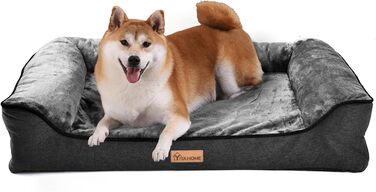 Крісло-ліжко для собак середніх порід YITAHOME, 51x48 см, ортопедичне, знімний чохол, чорне