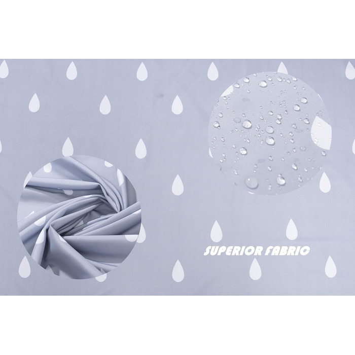 Штора для душу YOUNG DA текстильна біло-сіра з малюнком 