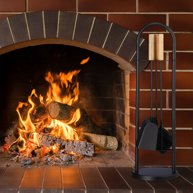 Relaxdays Fireplace Set Modern 4-Piece