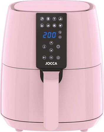 JOCCA аерофритюрниця 3,8 л, без олії, 1450 Вт, LED сенсор, енергозберігаюча, рожева