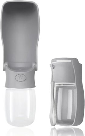 Водяна пляшка для собак на прогулянку 570мл або 350мл: для цуценят, маленьких, середніх та великих собак. Вода в дорогу (Сірий)