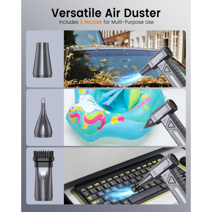 Електричний повітряний пилосос для чищення ПК - Air Duster 200000 RPM, 4-ступенева регулювання, акумуляторний міні-фен, для клавіатури, дому, авто