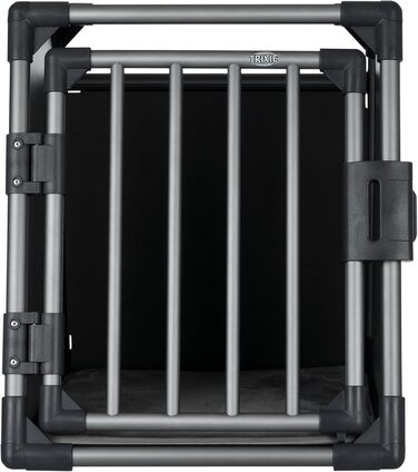 Тріксі переносна клітка для собак, алюміній, 60x65x86 см, стабільна, тиха, з безпечним замком та неслизьким килимком - 39342 (графіт, L 74x55x61 см, однокімнатна клітка)