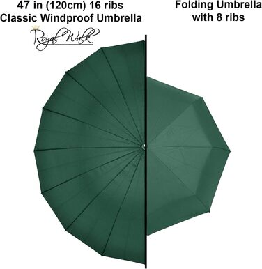 Royal Walk Automatic Travel Golf Umbrella - 54 Inch/137cm - Windproof, Waterproof, Large Size for 2 People - Classic Design, Wooden Handle, Unisex