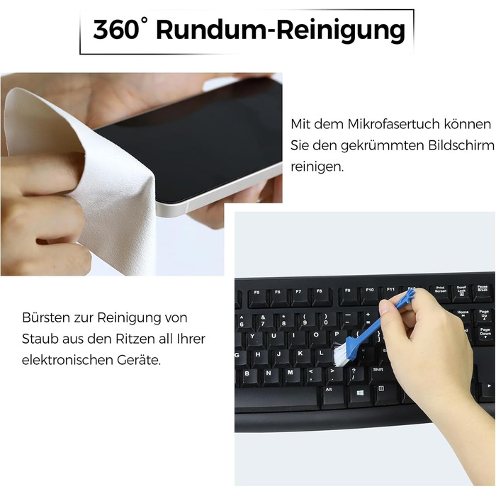 Набір для чищення екрану: 2 шт. для iPhone, монітора, планшета, телефону + щітка (сірий + рожевий) (сірий + кремовий) 10 мл