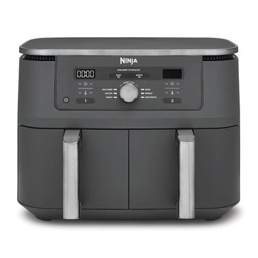 Фритюрниця Ninja Dual Zone Digital Air Fryer DZ400EU 9.5L 6-в-1, 2 відсіки, металевий сірий