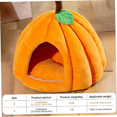 Кішка Будиночок-Печера у Формі Гарбуза на Хелловін - М'яке Тепле Ліжко для Кота, Вологостійке, для Внутрішніх Улюбленців