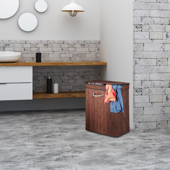 Relaxdays Bamboo Laundry Basket, Square