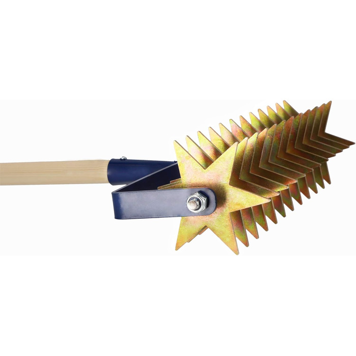 KADAX Star Tiller with Wooden Handle, 12-Star Cultivator, Garden Tiller, Rolling Cultivator, Crumbler for Loosening Soil, Cultivator, Rolling Hoe