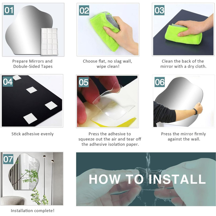 Круглий дзеркало на стіну без рамки 40 см, HD скло, сучасний дизайн. Самоклеючий, для ванної, вітальні, спальні, коридору.