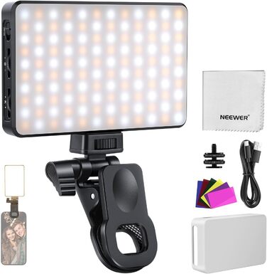 NEEWER LED світло для селфі та татуювань BL120B - сумісне з iPhone, з кліпсою, CPL фільтром, штативом та тримачем для телефону, для фото та відео