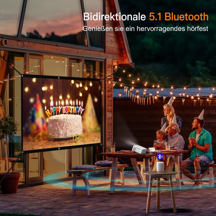 Проектор Smart Beamer 4K з автофокусом TOF 28000L, WiFi6, Bluetooth, обертання 210°, для дому та на вулицю, сумісний з Netflix, підключення до телефону/ПК