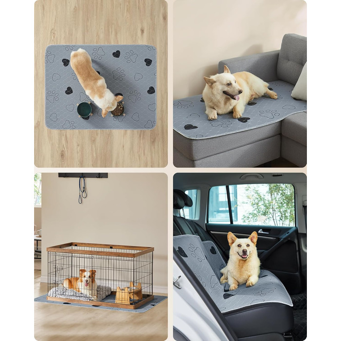 Підстилка для собак Feandrea, 2 шт., XL (122 x 91 см), сіра, водонепроникна, супер вбираюча, для дому