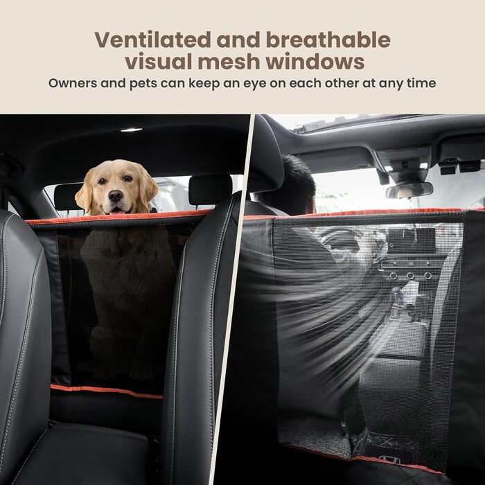 Pecute Dog Car Seat - Reinforced & Secure Dog Seat for Medium & Large Dogs - Adjustable Straps & Stable Car Dog Crate for Rear Seat (L)