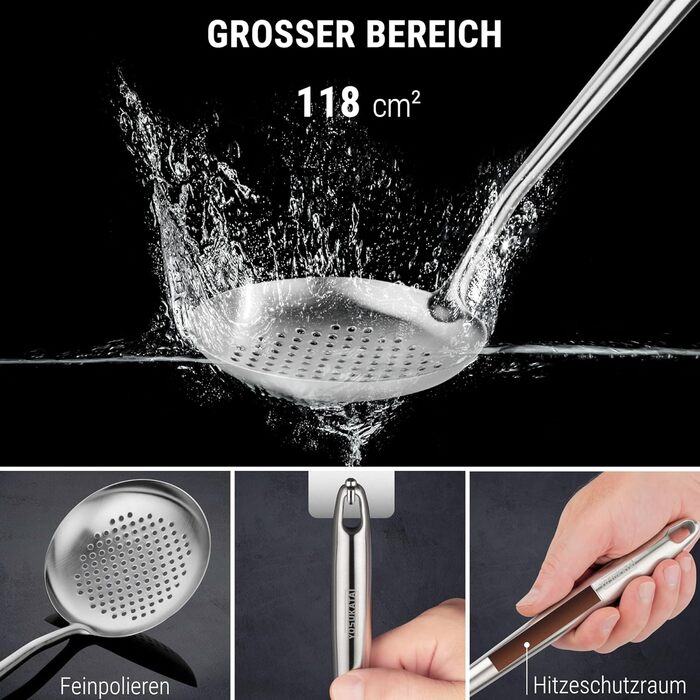 Набір кухонних аксесуарів YOSUKATA: вок, шумівка, лопатка з нержавіючої сталі 43 см (3 шт.)