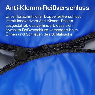 Сплячий мішок Active Era Mumienschlafsack – зимовий та літній, водонепроникний, вітрозахисний, ультралегкий, температурний режим -10°C до 10°C, компактний, для кемпінгу (блакитний)